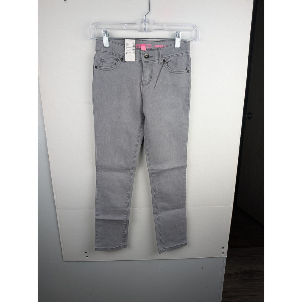 Childrens Place Girls Super Skinny Jeans Grey Adjustable Waist Size 8 NWT